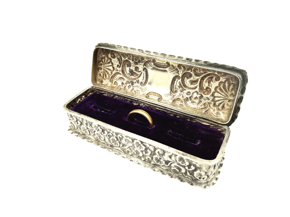 Antique Edwardian Sterling Silver Ring Box 1906 View VIII