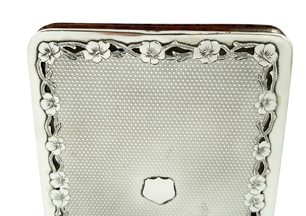 Unusual Antique Sterling Silver & Crocodile Leather Card Case / Wallet 1901 View II