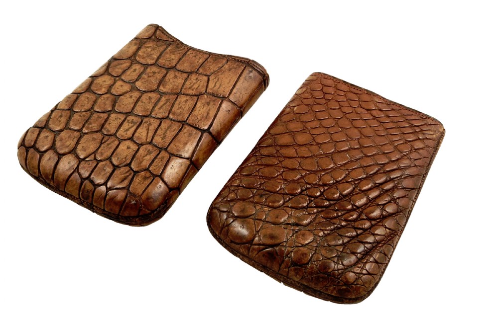 Antique Victorian Genuine Crocodile Leather Cigar Case c1880 View III