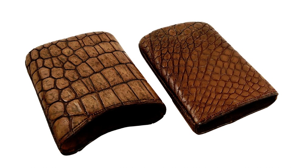 Antique Victorian Genuine Crocodile Leather Cigar Case c1880 View VI