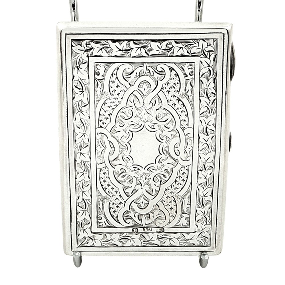Antique Victorian Sterling Silver Card Case/Aide Memoire - 1875 - George Unite