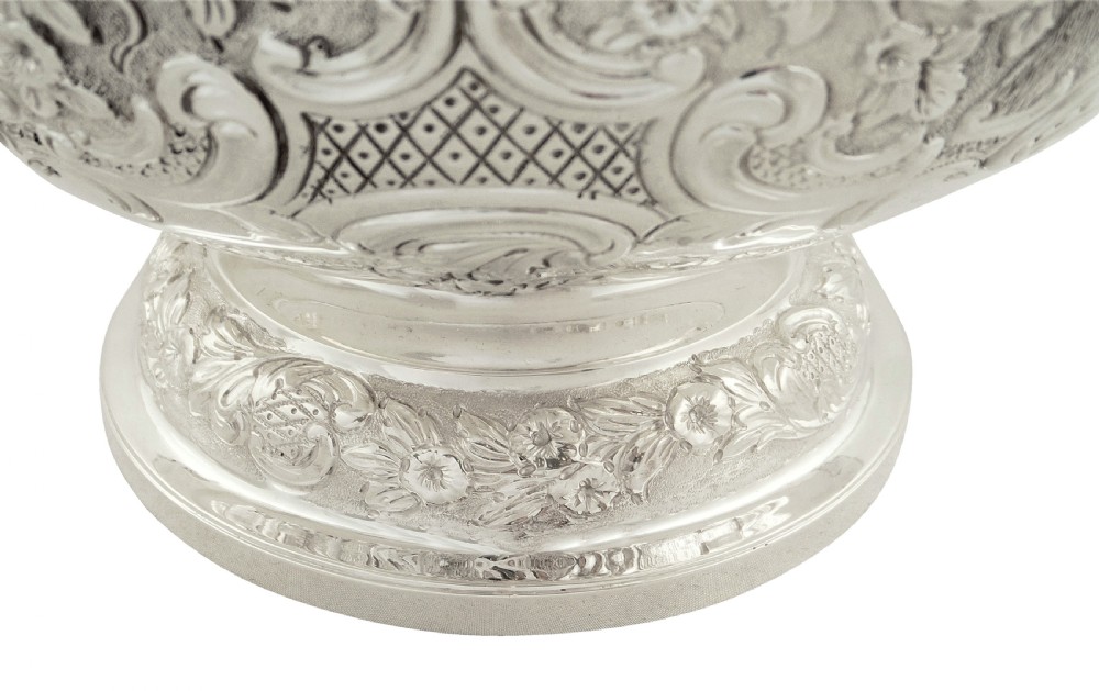 Antique Victorian Sterling Silver Presentation Bowl with Birds 1899 View X