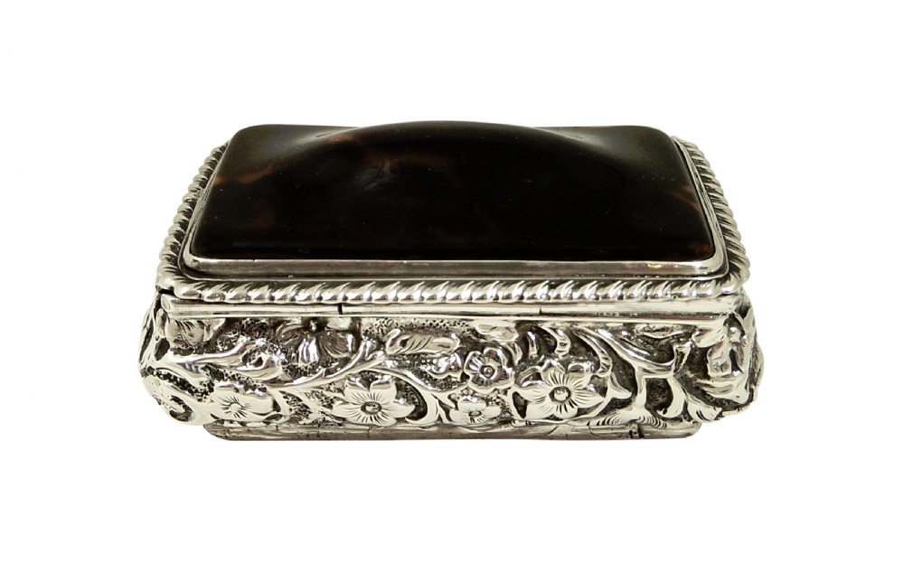 Unusual Antique Victorian Sterling Silver & Tortoiseshell Ring Box 1896 View II