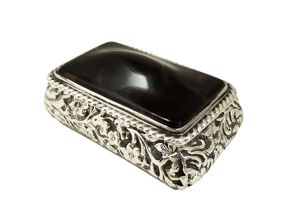 Unusual Antique Victorian Sterling Silver & Tortoiseshell Ring Box 1896 View IX