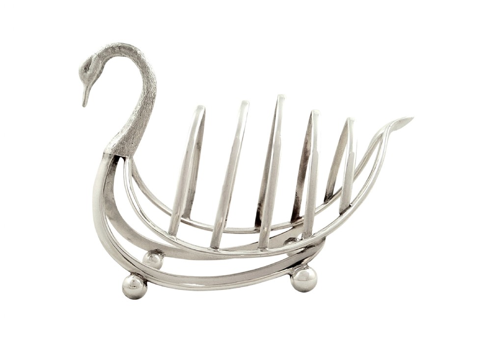 Antique Silver Plated Swan Toastrack / Letter Rack c1880 View III