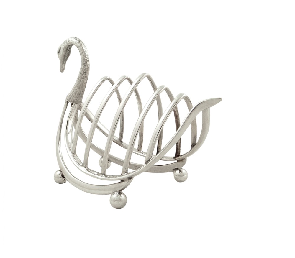 Antique Silver Plated Swan Toastrack / Letter Rack c1880 View V