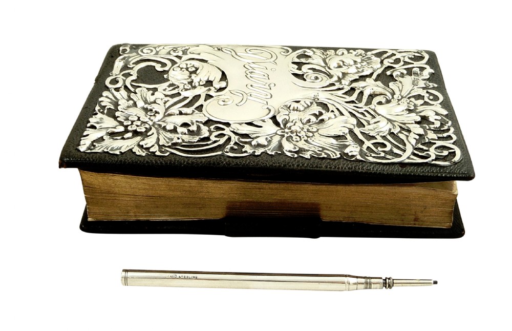 Antique Edwardian Sterling Silver Diary / Note Book 1901 View VII