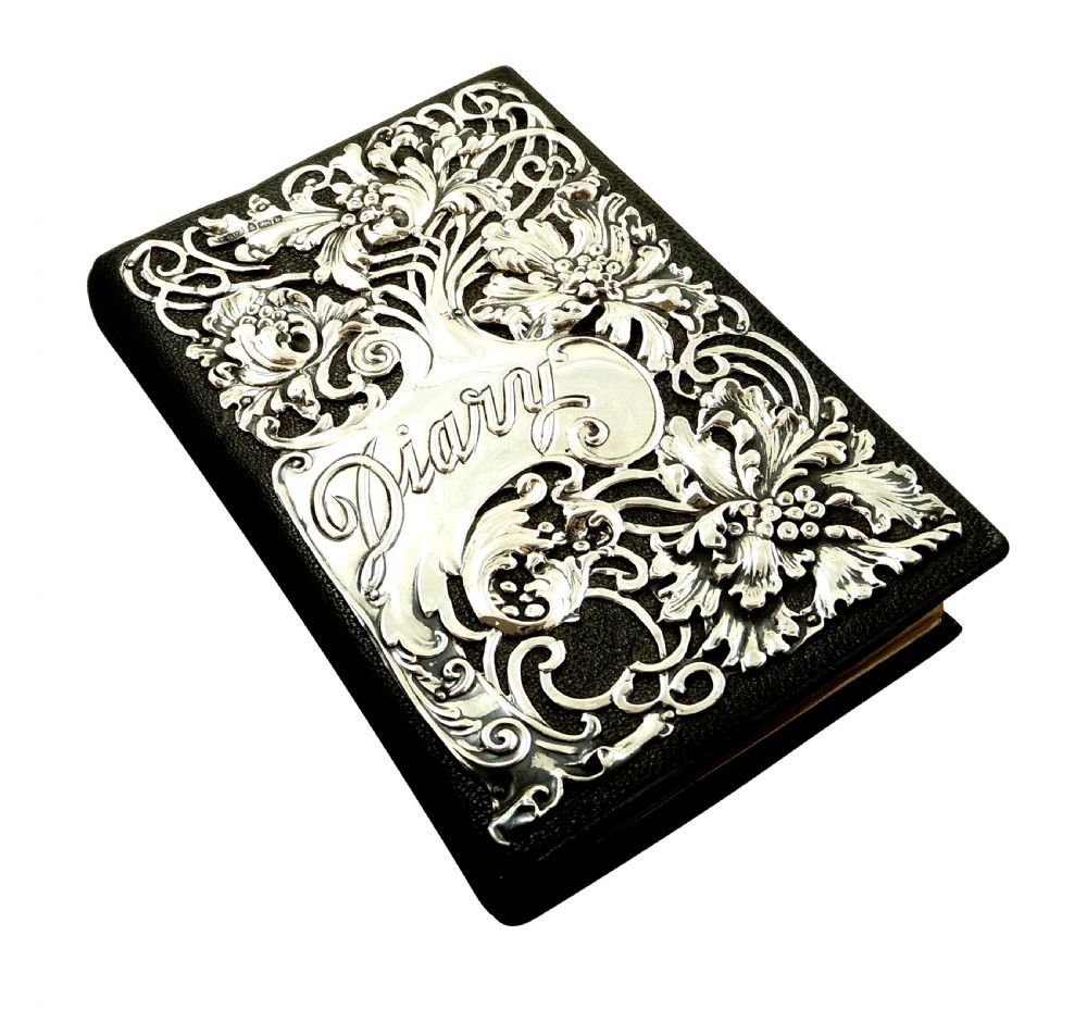 Antique Edwardian Sterling Silver Diary / Note Book 1901 View VIII