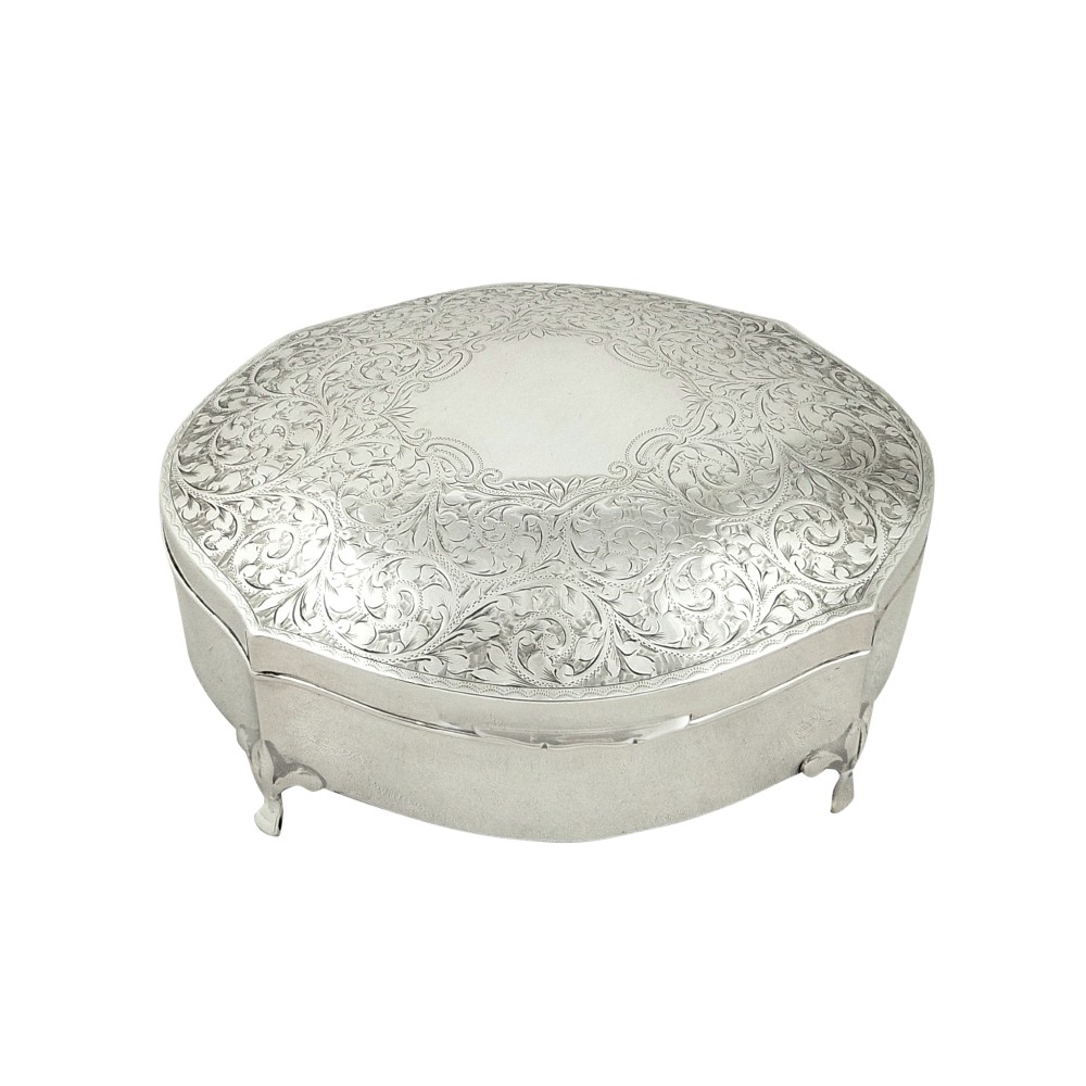 Antique Sterling Silver Jewellery / Trinket Box 1914