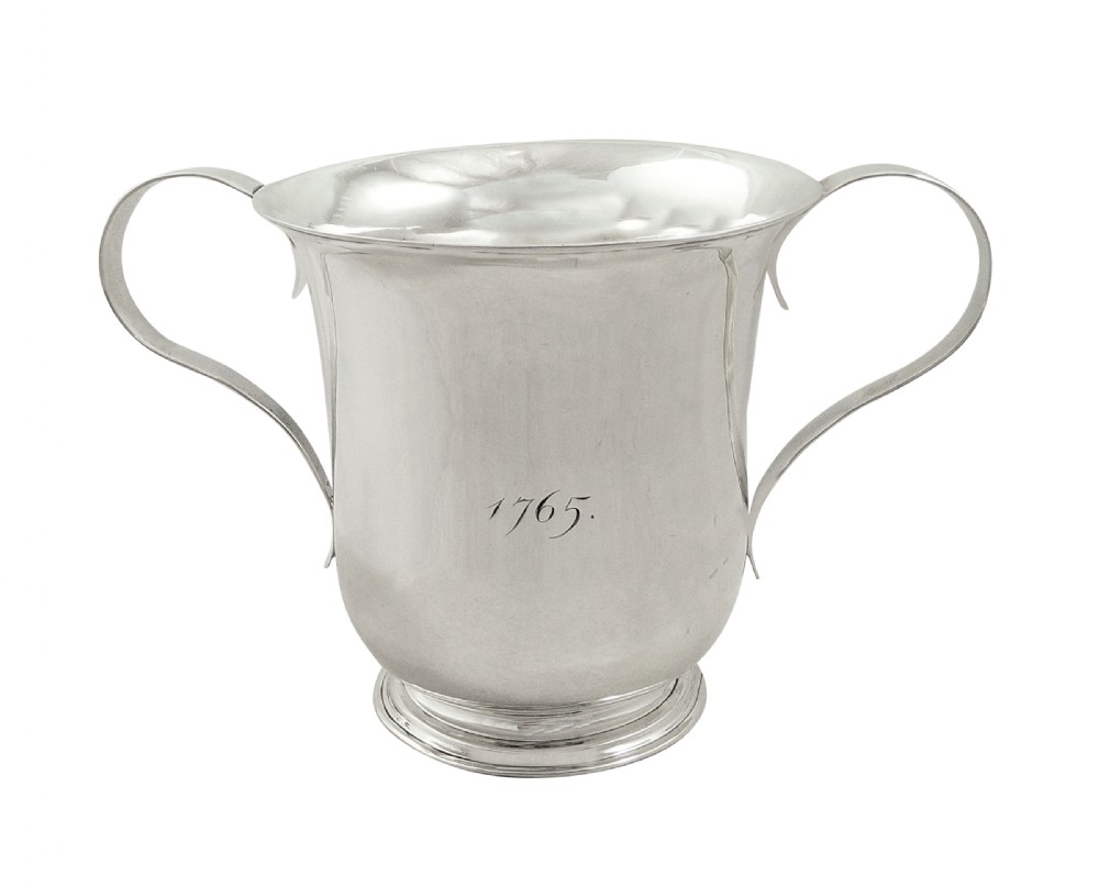 Antique Georgian Sterling Silver Porringer / 2 Handle Cup 1765 View X