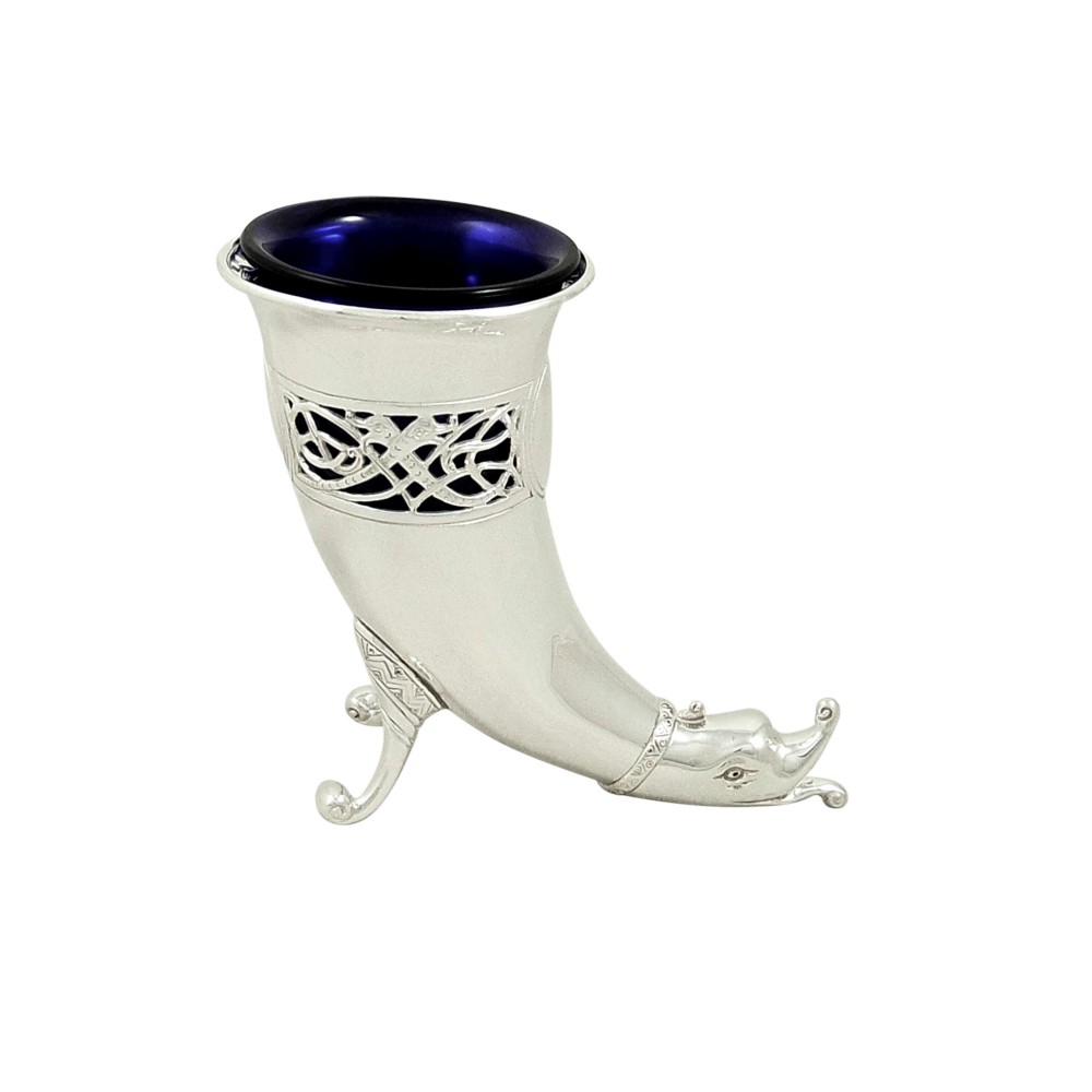 Antique Irish Sterling Silver Horn 'Dolphin' Vase - Dublin 1906
