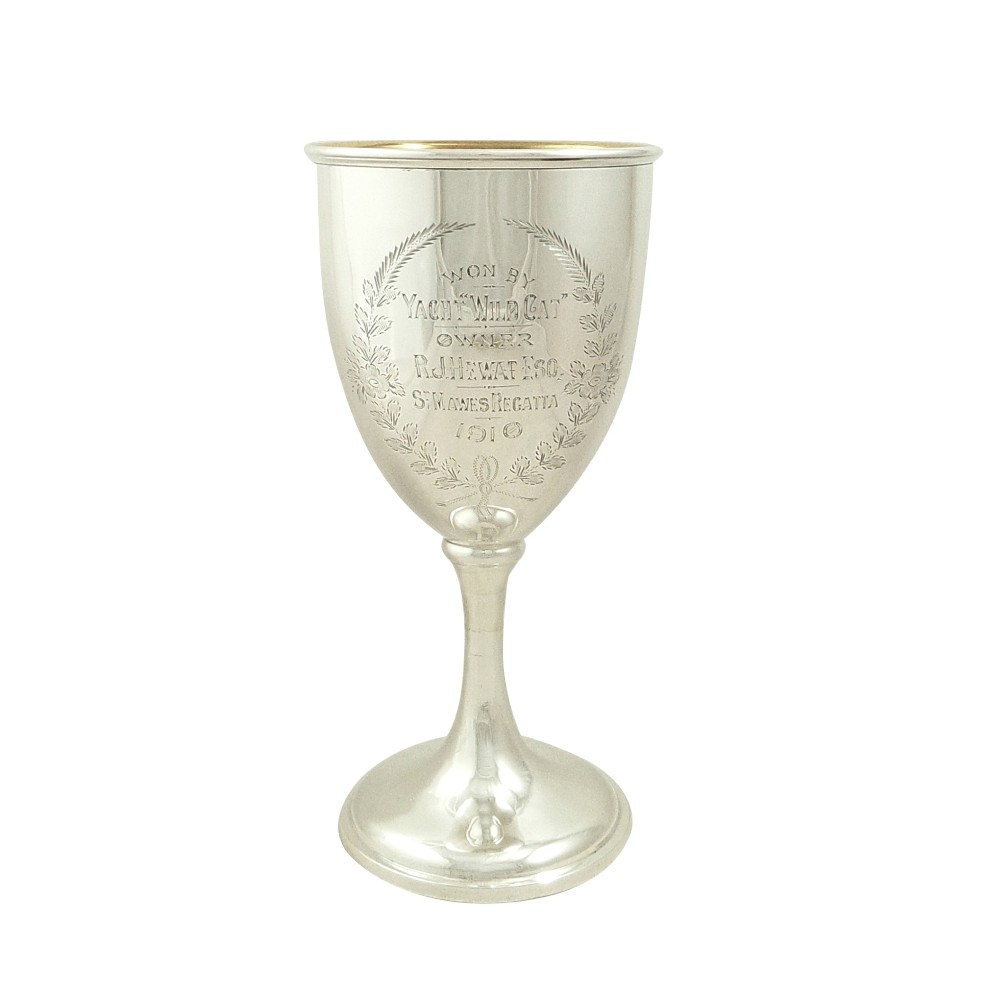 Antique Edwardian Sterling Silver Trophy/Goblet - St.Mawes Regatta 1910