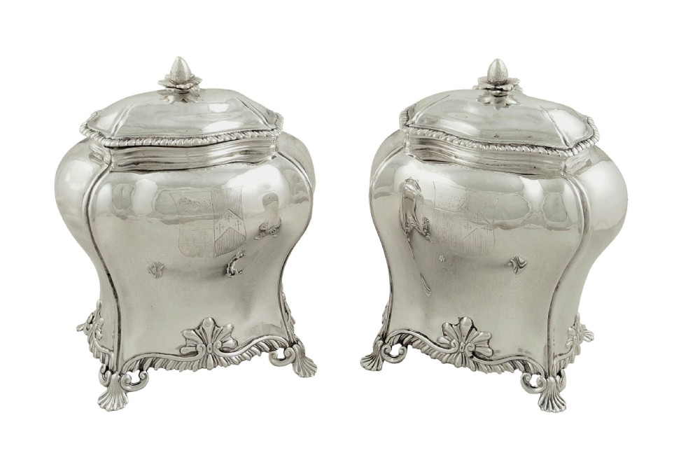 Pair of Antique Georgian Sterling Silver Caddies 1759 View XI