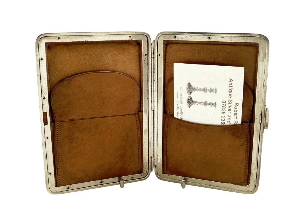 Antique Crocodile Leather & Sterling Silver Card Case / Wallet 1901 View IV