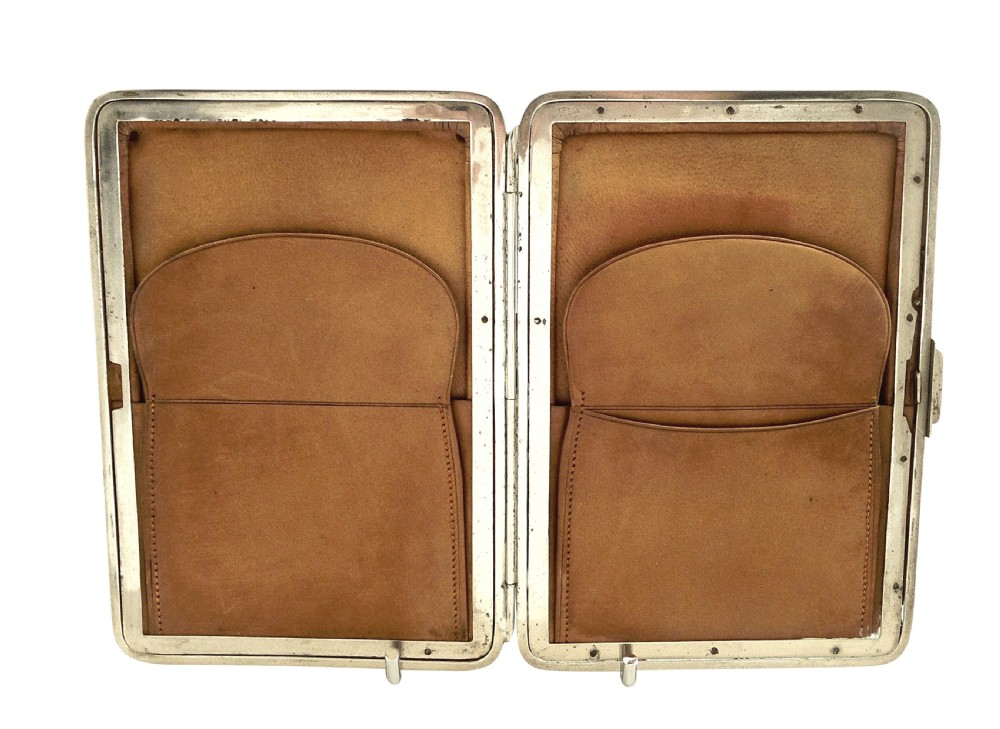 Antique Crocodile Leather & Sterling Silver Card Case / Wallet 1901 View IX