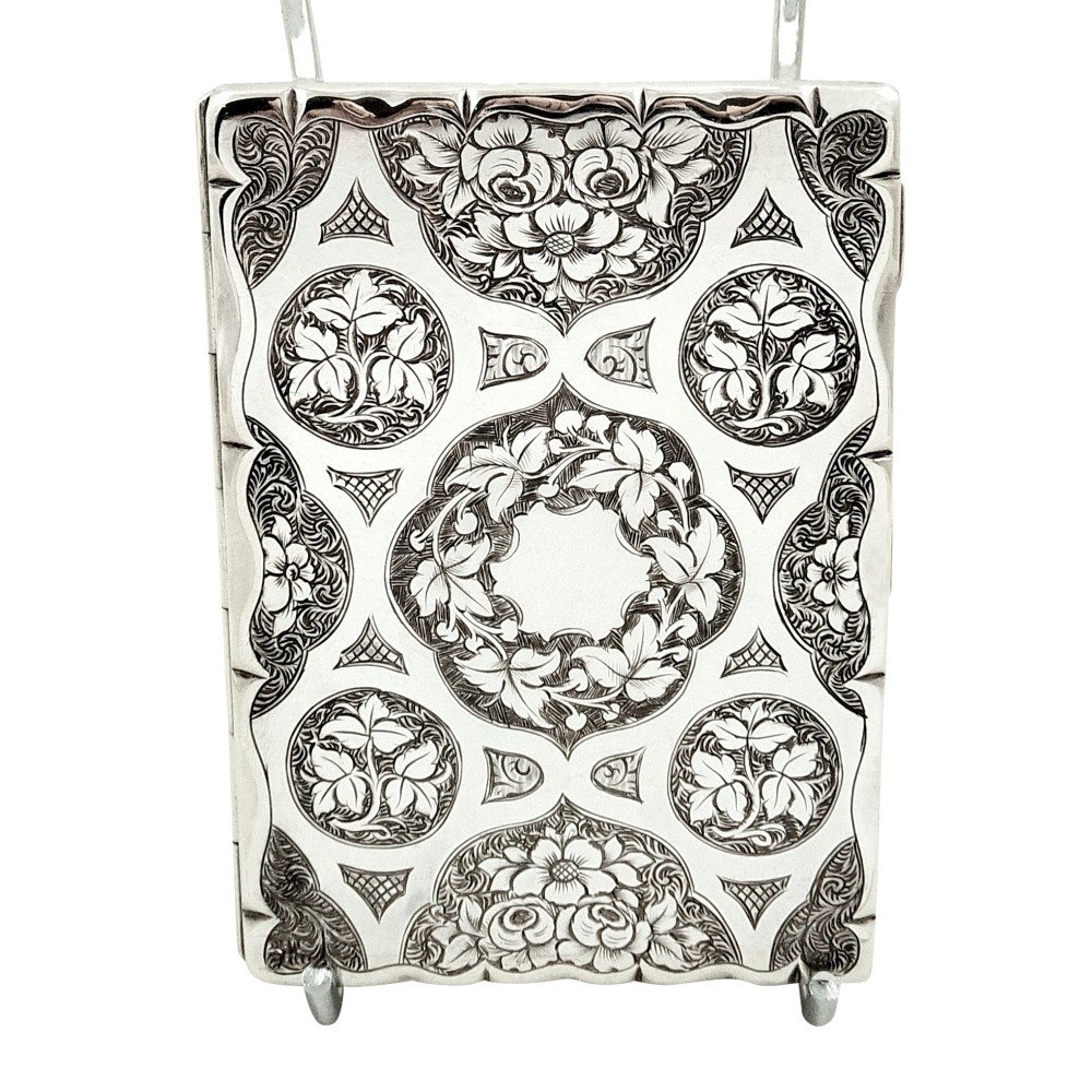 Antique Victorian Sterling Silver Card Case / Aide Memoire 1865