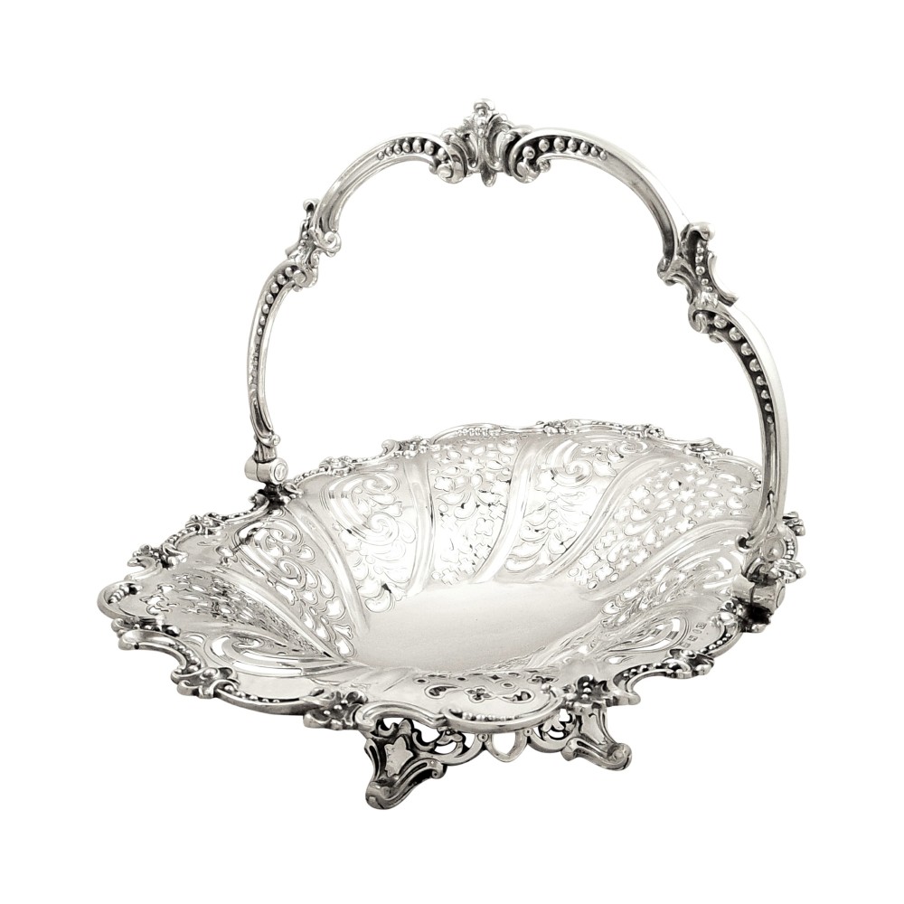 Antique Early Victorian Sterling Silver Basket - 1846