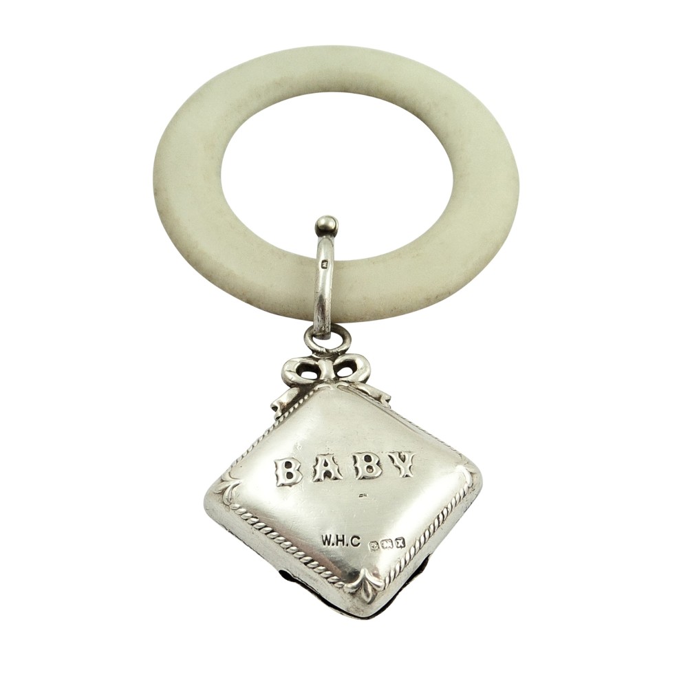 Antique Sterling Silver 'Baby' Baby Rattle
