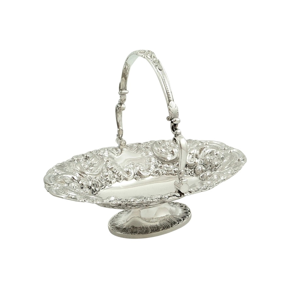 Antique Victorian Sterling Silver Basket 1897