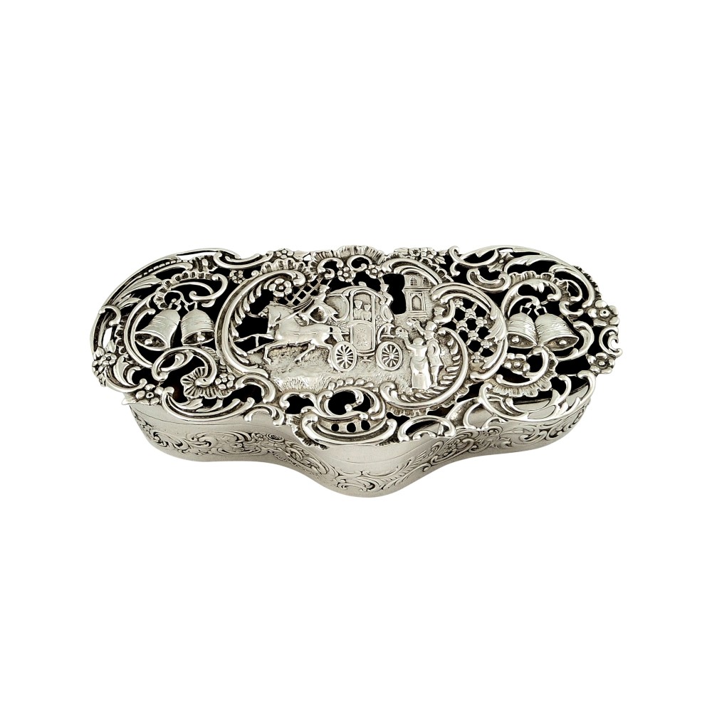 Large Antique Sterling Silver Wedding / Marriage Box 1903