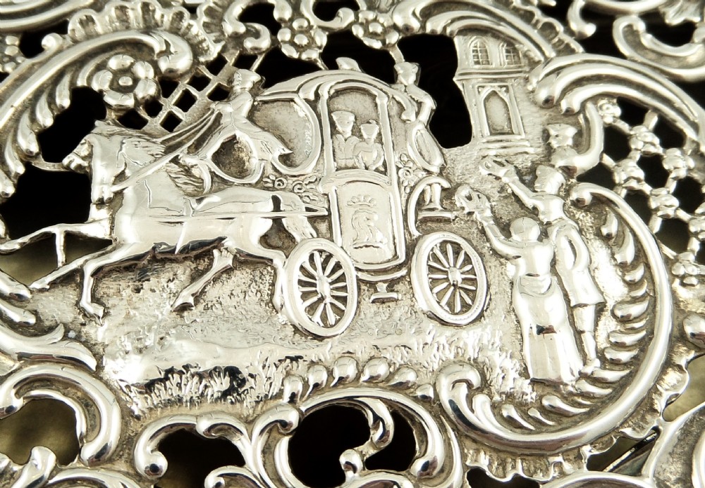 Large Antique Sterling Silver Wedding / Marriage Box 1903 View IV