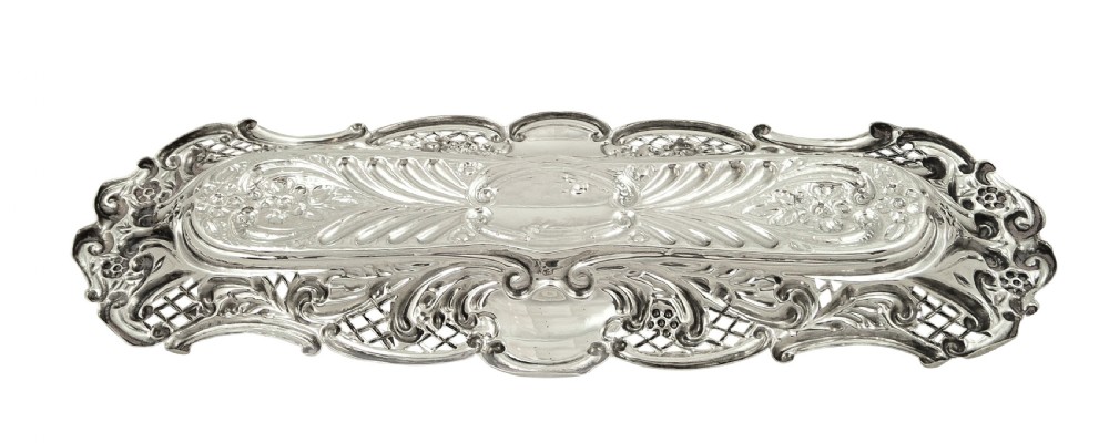 Antique Victorian Sterling Silver Pen Tray 1899 View V