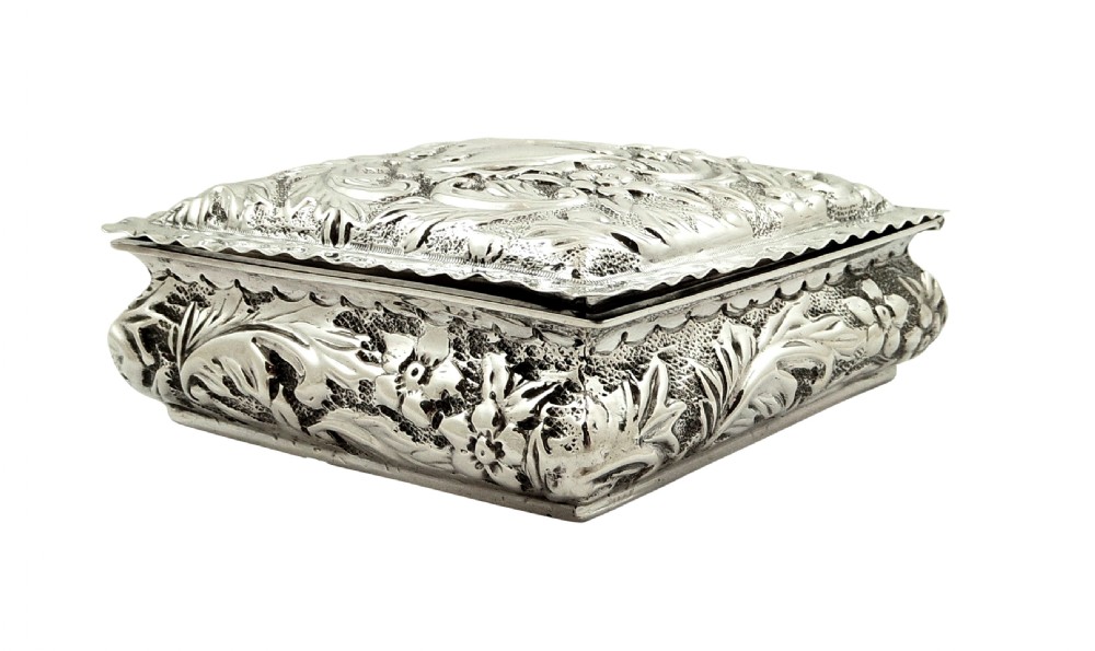 Antique Victorian Sterling Silver Trinket Box 1894 View IX