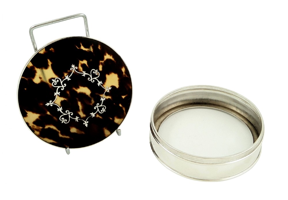 Antique Sterling Silver & Tortoiseshell Powder Pot / Box 1921 View III