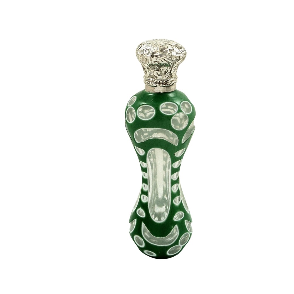 Antique Victorian Silver & Green Overlay 4