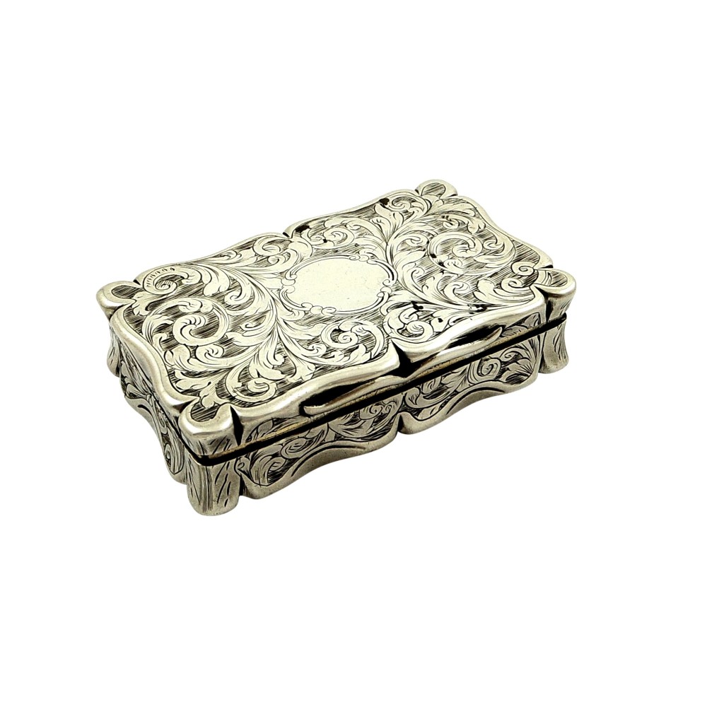 Antique Victorian Sterling Silver Snuff  Box 1844