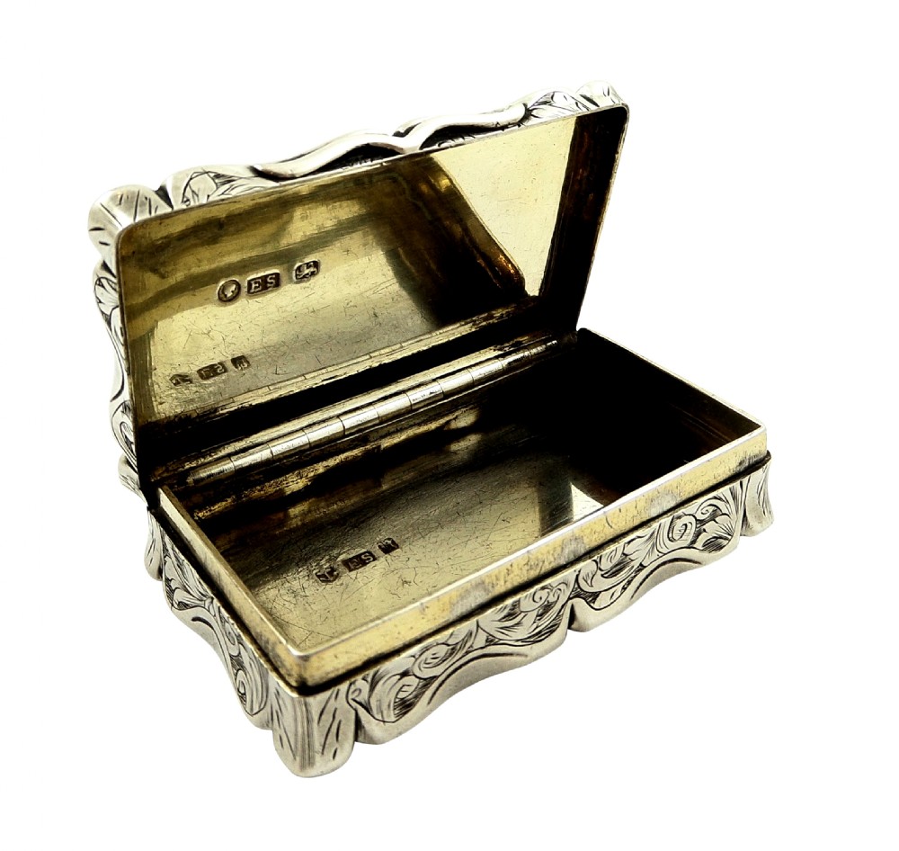 Antique Victorian Sterling Silver Snuff  Box 1844 View IV
