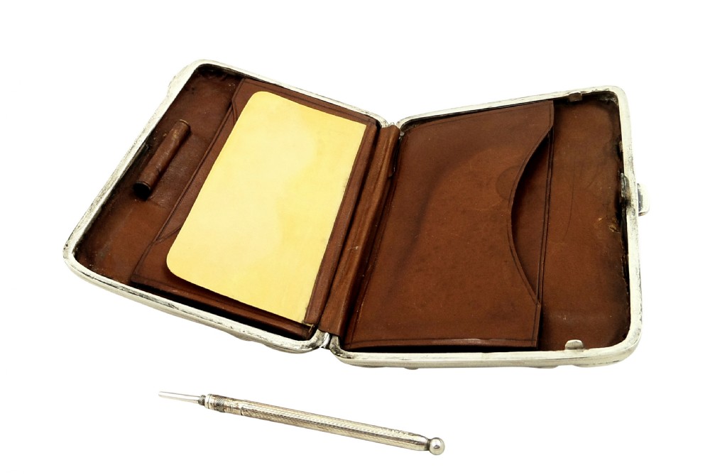 Antique Victorian Sterling Silver Card Case / Aide Memoire 1898 View II