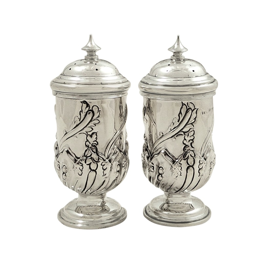 Pair of Antique Edwardian Sterling Silver Peppers 1909