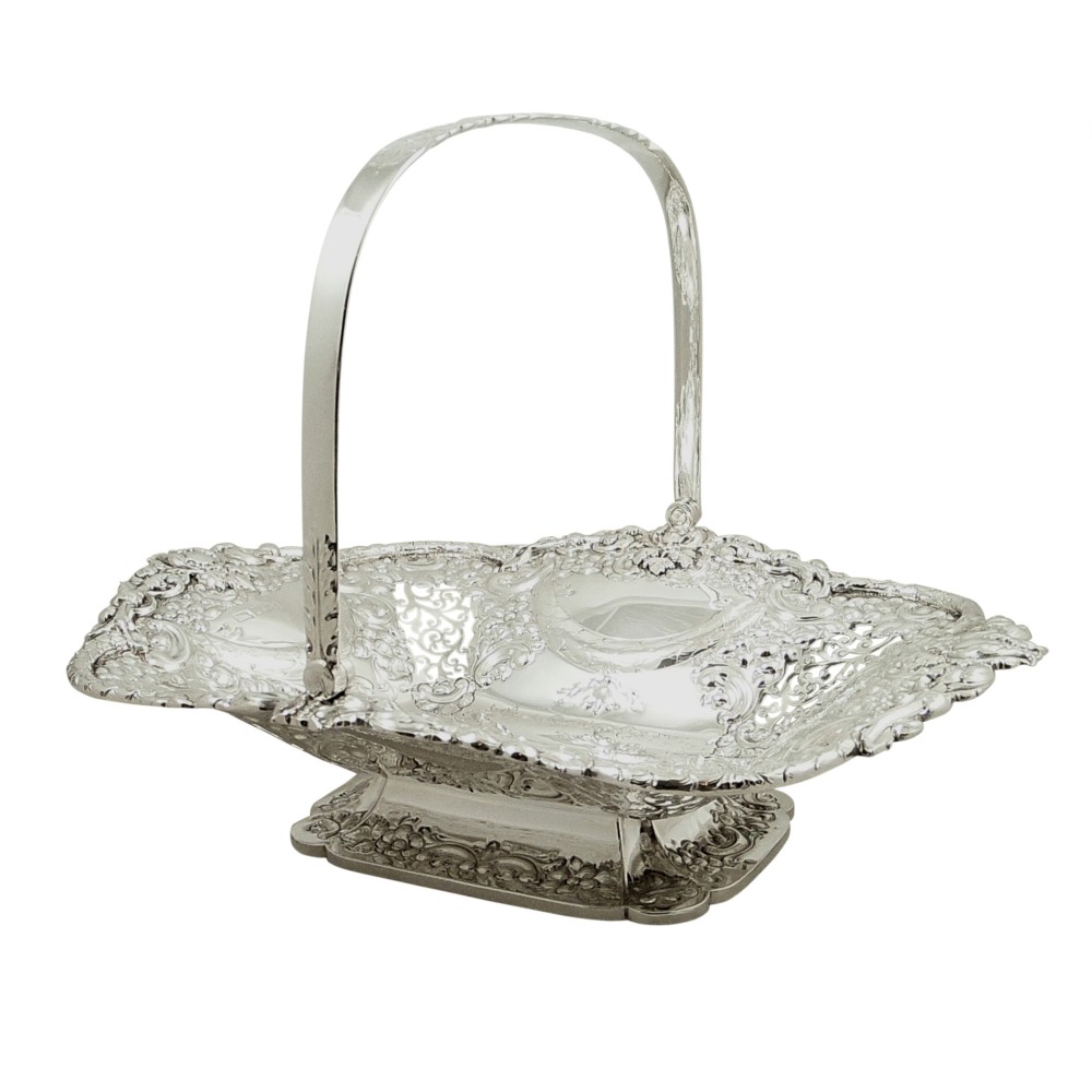 Heavy Antique Edwardian Sterling Silver Basket 1905 - 1145g