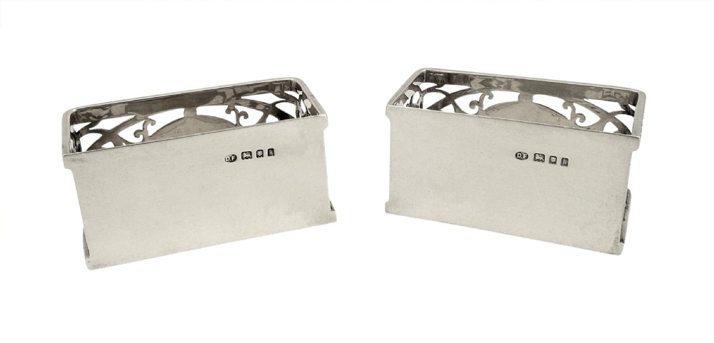 Pair of Unusual Shape Antique Sterling Silver Napkin Rings 1925 View III