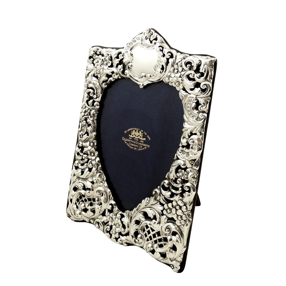Antique Edwardian Sterling Silver Heart Photo Frame 1903