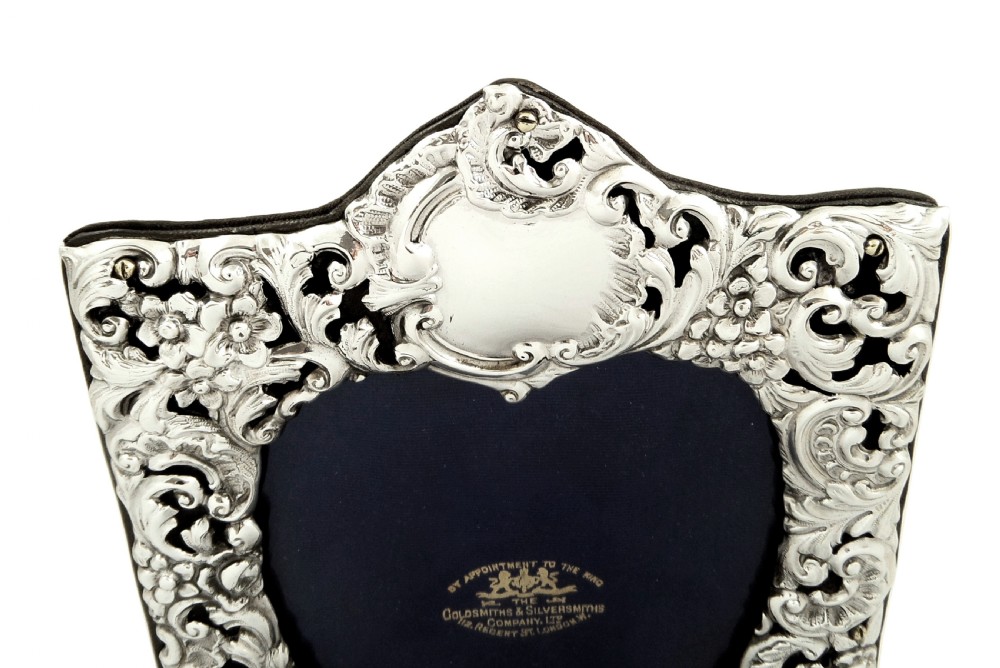 Antique Edwardian Sterling Silver Heart Photo Frame 1903 View II