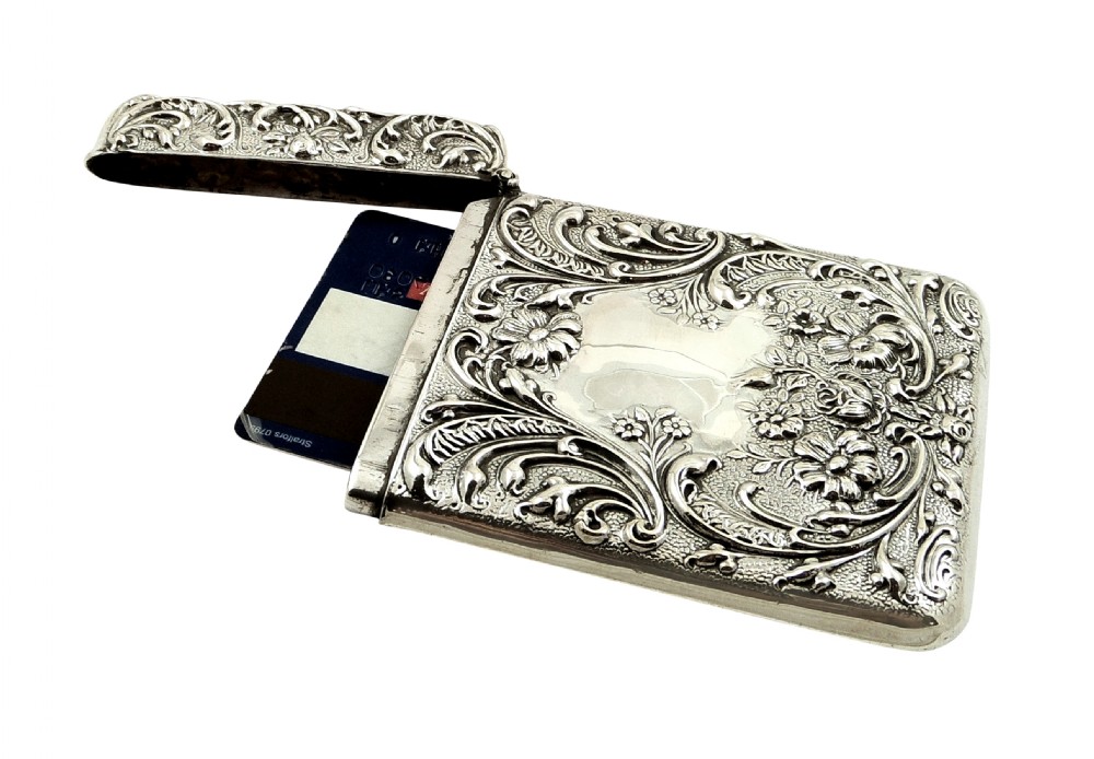 Antique Edwardian Sterling Silver Card Case 1907 View VI