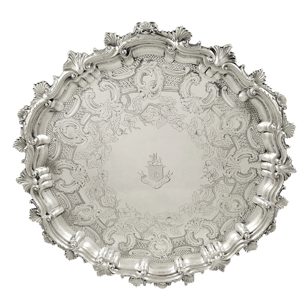 Heavy Antique  Edwardian Sterling Silver Tray /Salver 1902 - Soyez Ferme