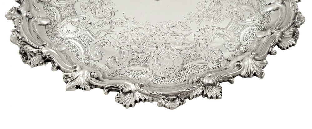 Heavy Antique  Edwardian Sterling Silver Tray /Salver 1902 - Soyez Ferme View VII