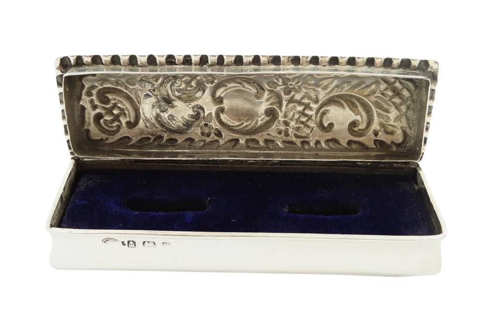 Antique Edwardian Sterling Silver Ring Box 1904 View IV