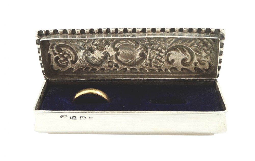 Antique Edwardian Sterling Silver Ring Box 1904 View VII