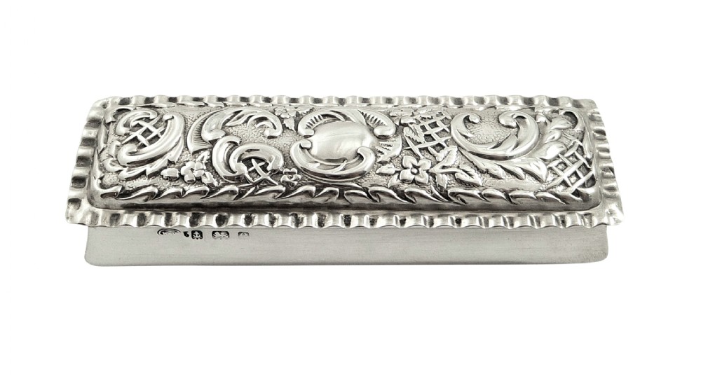 Antique Edwardian Sterling Silver Ring Box 1904 View IX