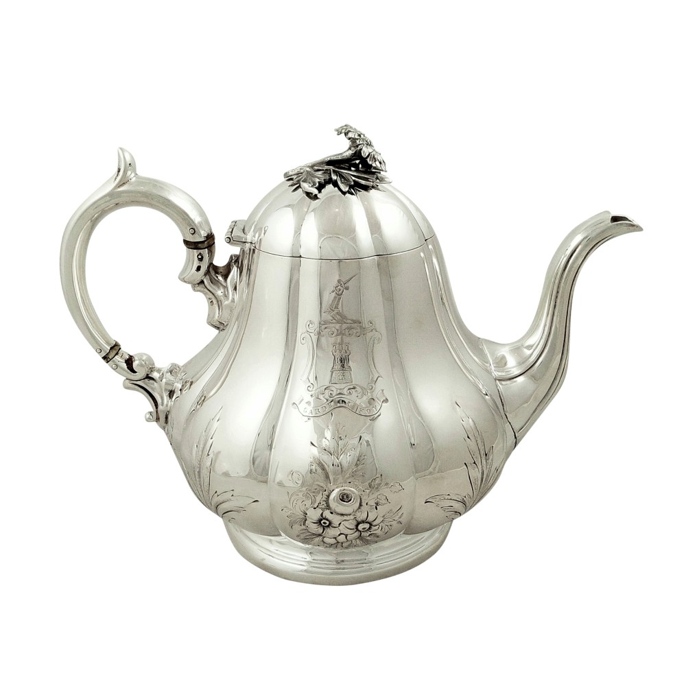 Antique Victorian Sterling Silver Teapot - 1860 - 'Garde La Foy'