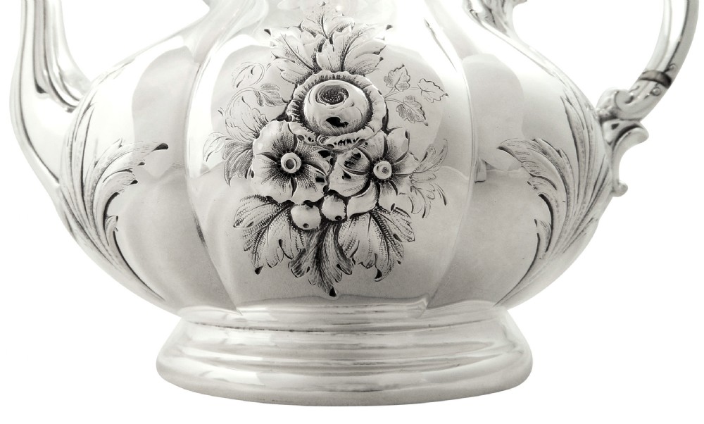 Antique Victorian Sterling Silver Teapot - 1860 - 'Garde La Foy' View VIII