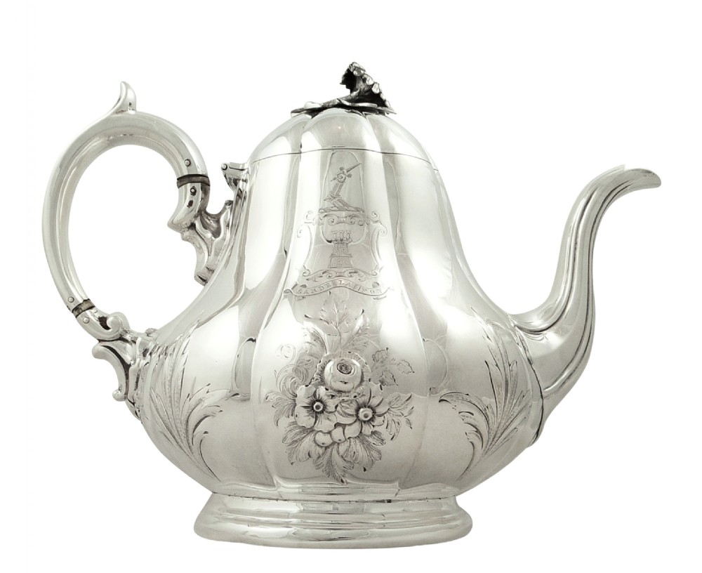 Antique Victorian Sterling Silver Teapot - 1860 - 'Garde La Foy' View IX
