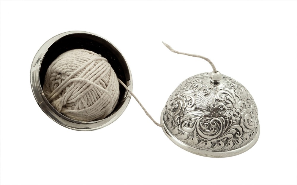 Antique Victorian Sterling Silver 'Bird' String Holder /Box 1898 View V