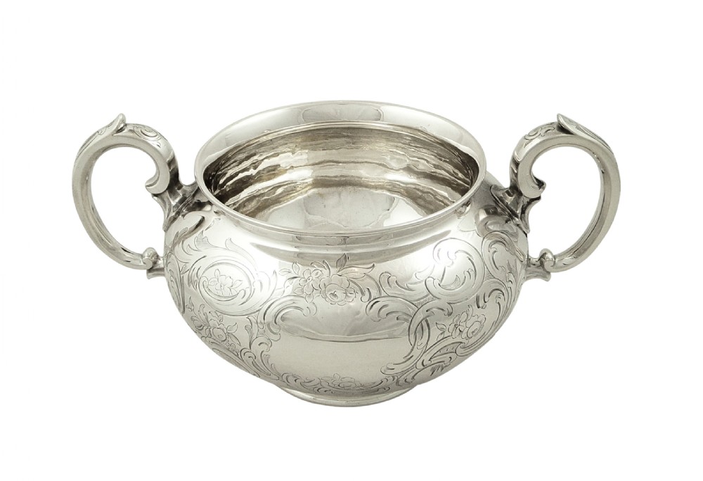 Antique Victorian Sterling Silver 2 Handle Bowl with Crest 1847 View VI