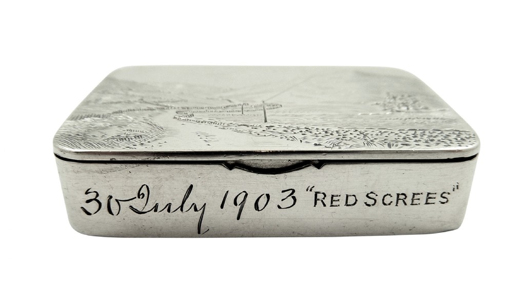 Antique Victorian Sterling Silver Snuff Box 1892 - Red Screes, Lake District View II