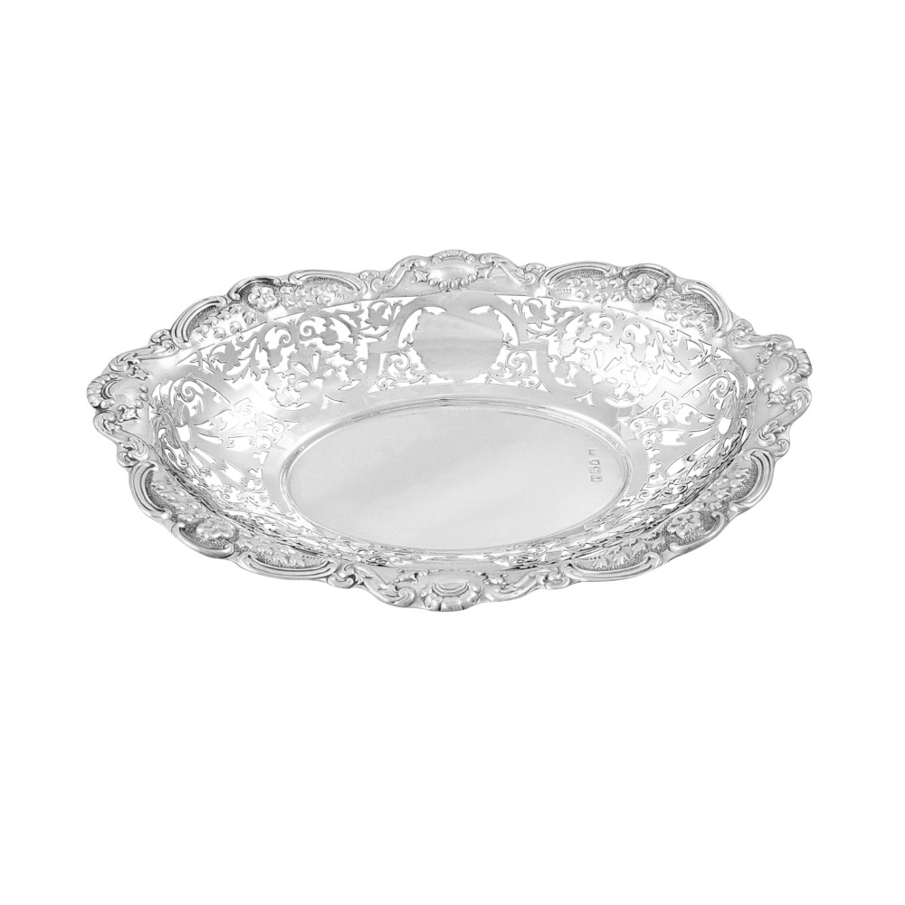 Antique Victorian Sterling Silver Oval Pierced Dish 1899